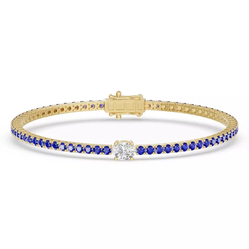 Lunava Sapphire & Oval Lab Diamond Tennis Bracelet