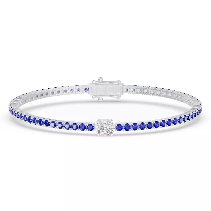 Lunava Sapphire & Oval Lab Diamond Tennis Bracelet
