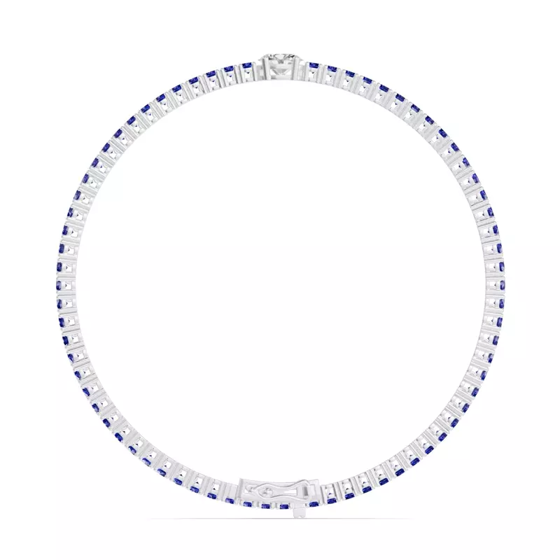 Platinum Lunava Sapphire & Oval Lab Diamond Tennis Bracelet