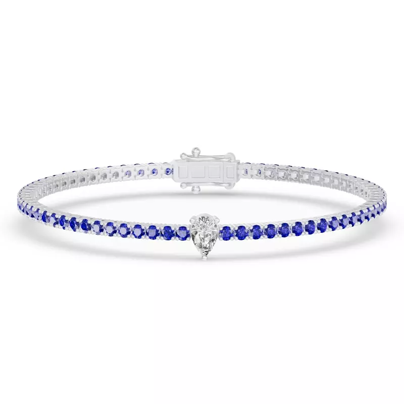 Lunava Sapphire & Pear Lab Diamond Tennis Bracelet