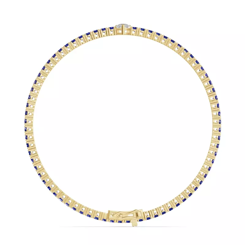 14K Yellow Gold Lunava Sapphire & Pear Lab Diamond Tennis Bracelet