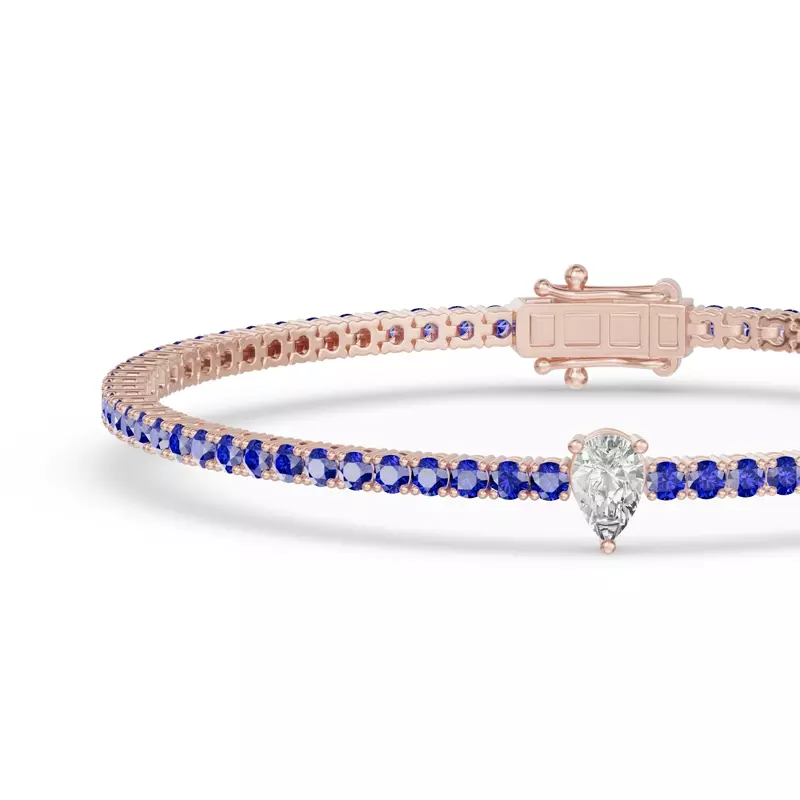 18K Rose Gold Lunava Sapphire & Pear Lab Diamond Tennis Bracelet