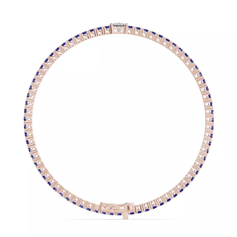 14K Rose Gold Lunava Sapphire & Princess Lab Diamond Tennis Bracelet