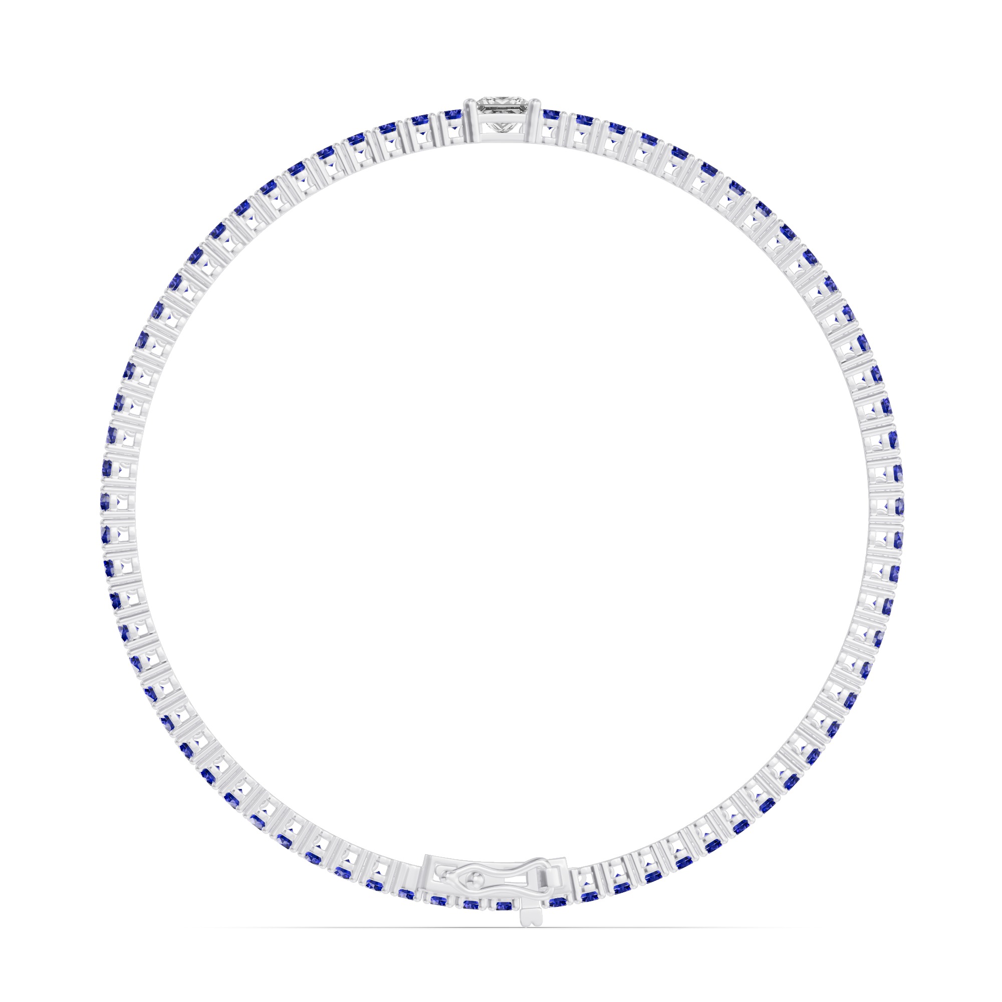 Platinum Lunava Sapphire & Princess Lab Diamond Tennis Bracelet