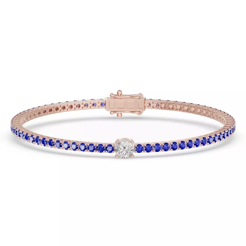 Lunava Sapphire & Round Lab Diamond Tennis Bracelet