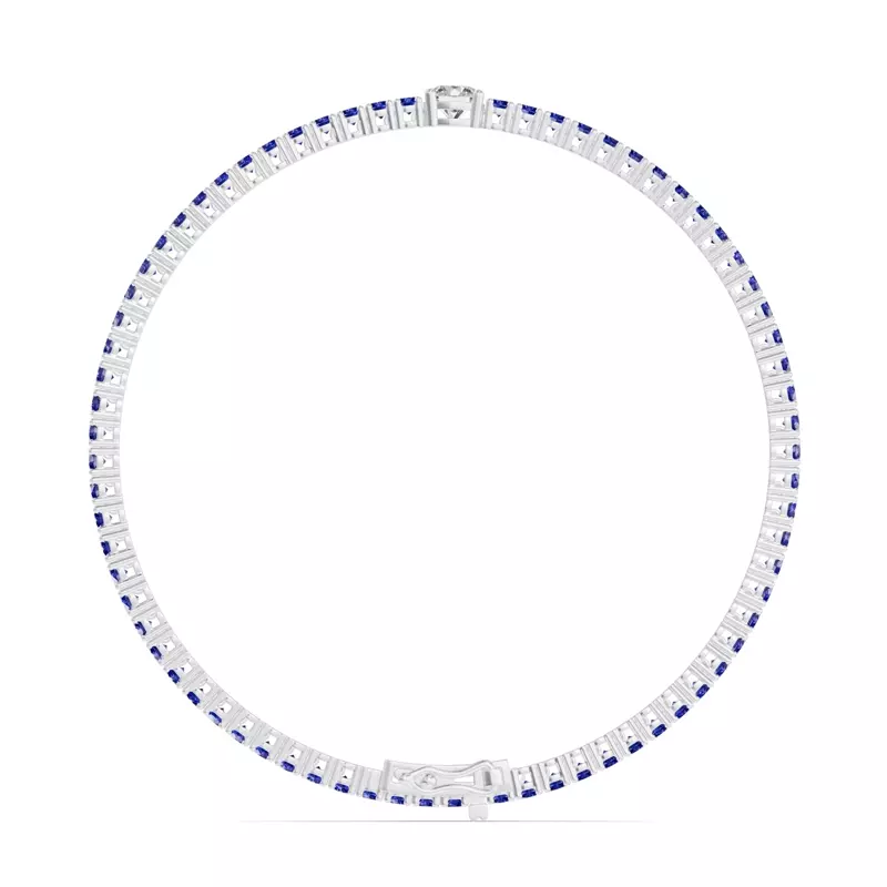 Platinum Lunava Sapphire & Round Lab Diamond Tennis Bracelet