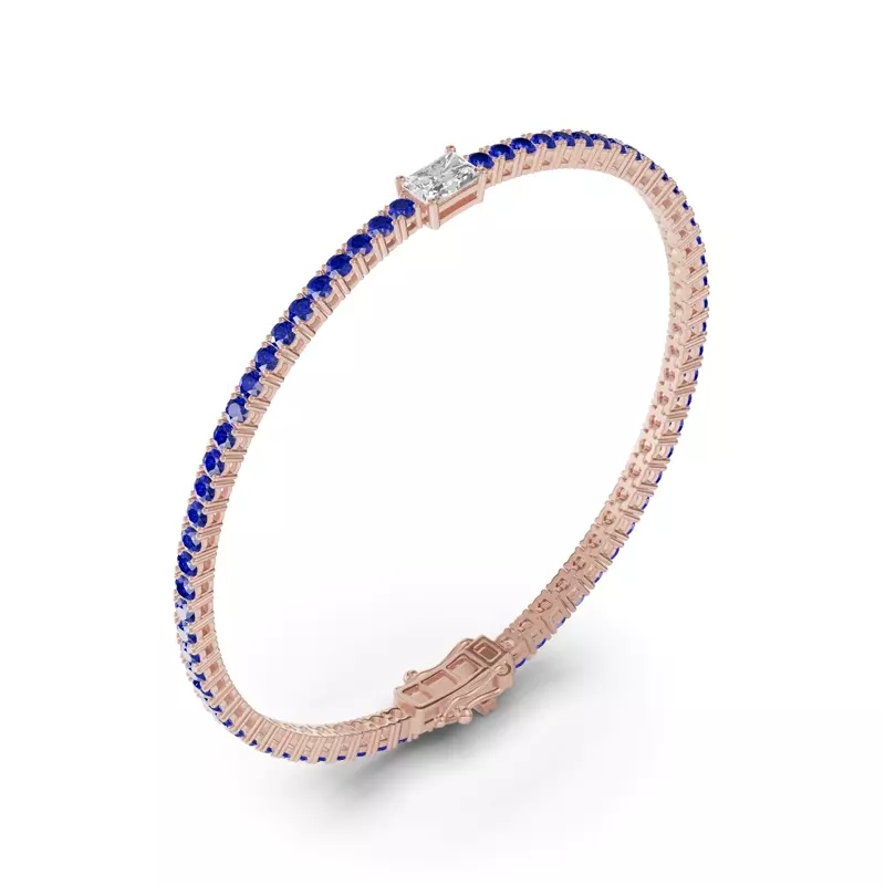 14K Rose Gold Lunava Sapphire & Radiant Lab Diamond Tennis Bracelet