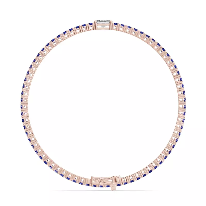 14K Rose Gold Lunava Sapphire & Radiant Lab Diamond Tennis Bracelet