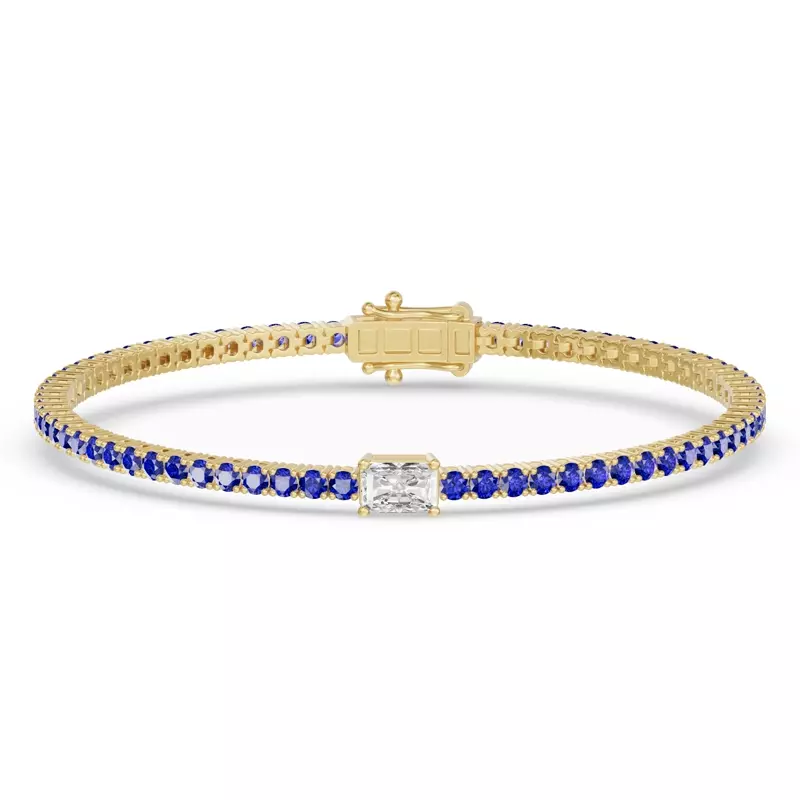 Lunava Sapphire & Radiant Lab Diamond Tennis Bracelet