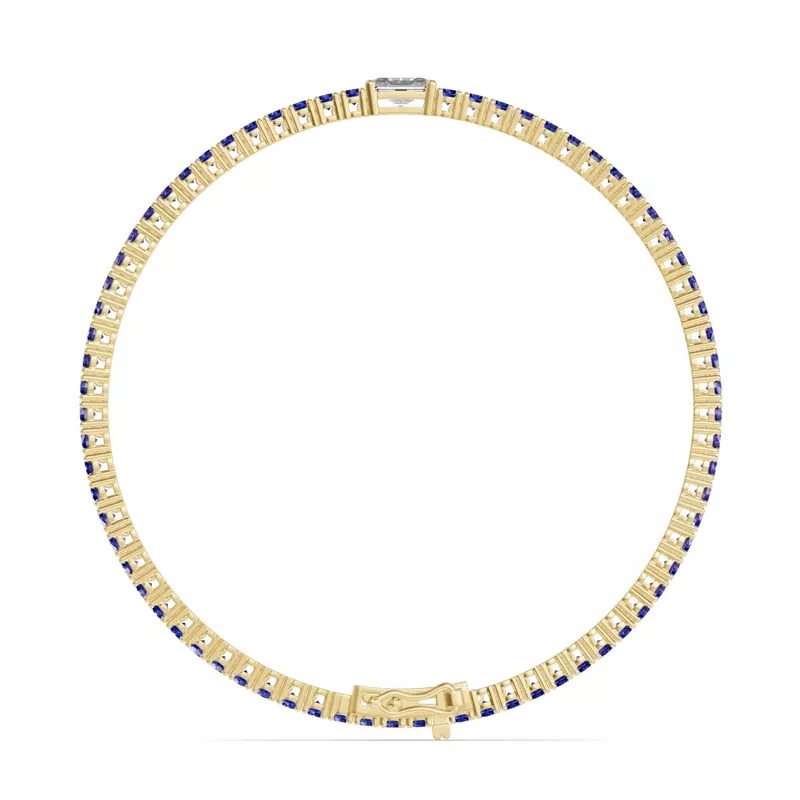 14K Yellow Gold Lunava Sapphire & Radiant Lab Diamond Tennis Bracelet