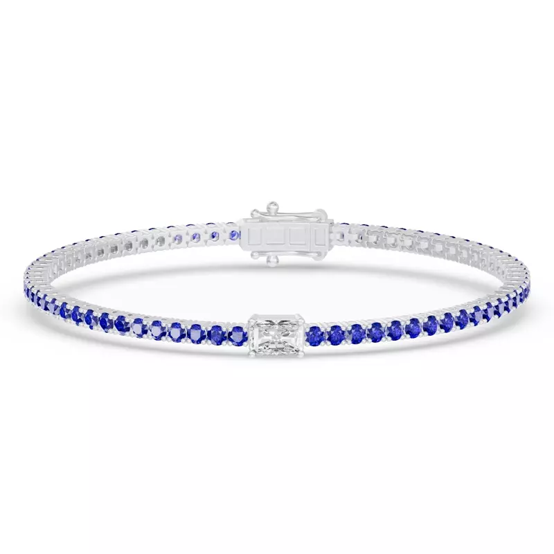 Lunava Sapphire & Radiant Lab Diamond Tennis Bracelet
