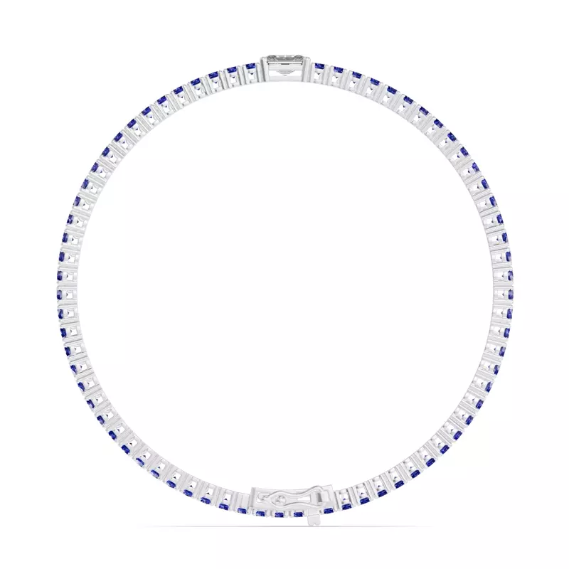 Platinum Lunava Sapphire & Radiant Lab Diamond Tennis Bracelet