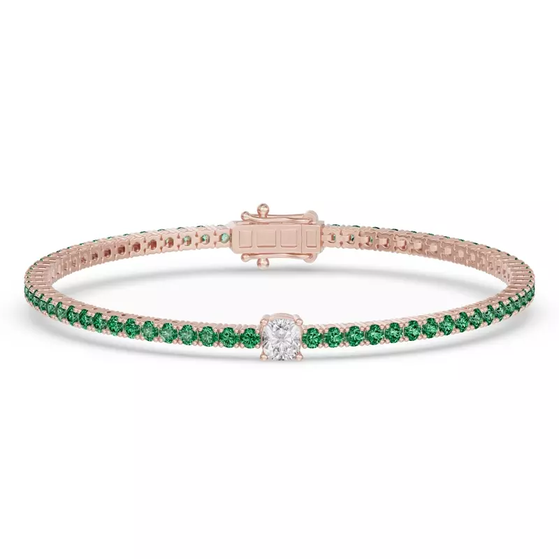 Lunava Green Emerald & Cushion Lab Diamond Tennis Bracelet
