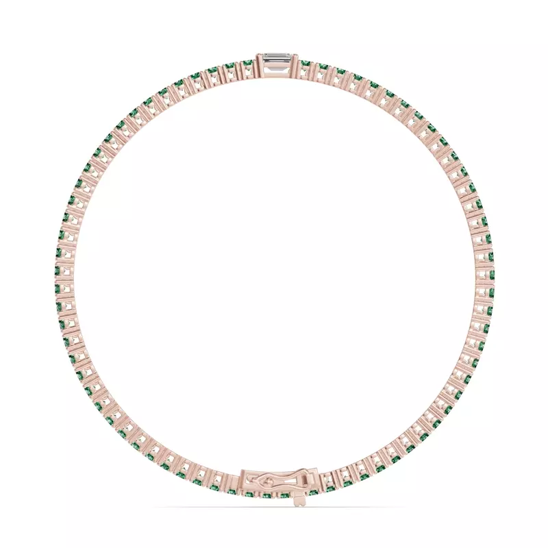 14K Rose Gold Lunava Green Emerald & Emerald-Cut Lab Diamond Tennis Bracelet