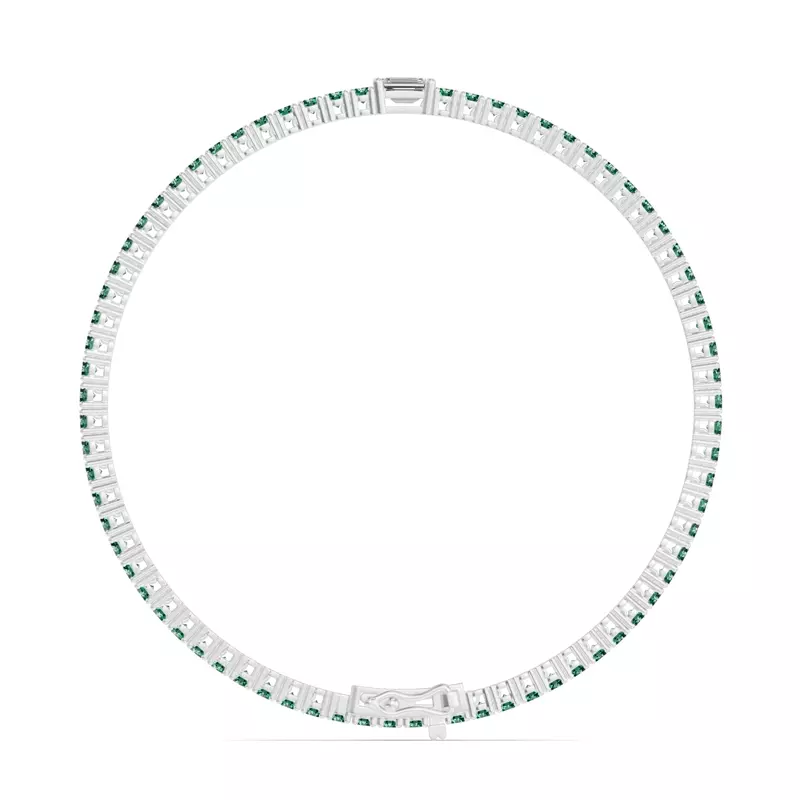 14K White Gold Lunava Green Emerald & Emerald-Cut Lab Diamond Tennis Bracelet