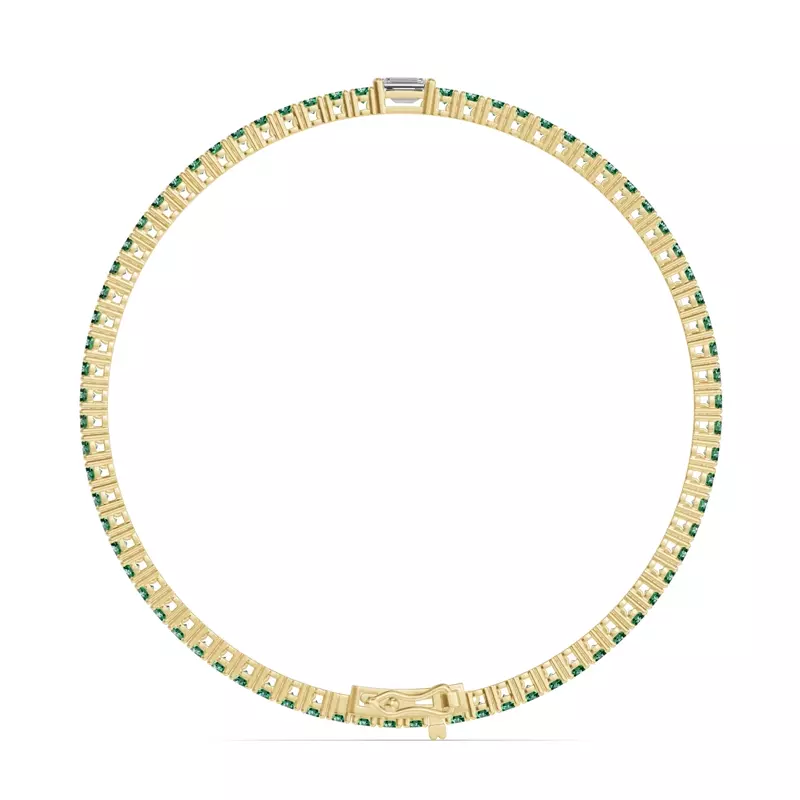 14K Yellow Gold Lunava Green Emerald & Emerald-Cut Lab Diamond Tennis Bracelet