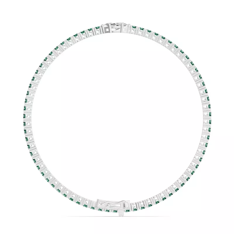 14K White Gold Lunava Green Emerald & Marquise Lab Diamond Tennis Bracelet