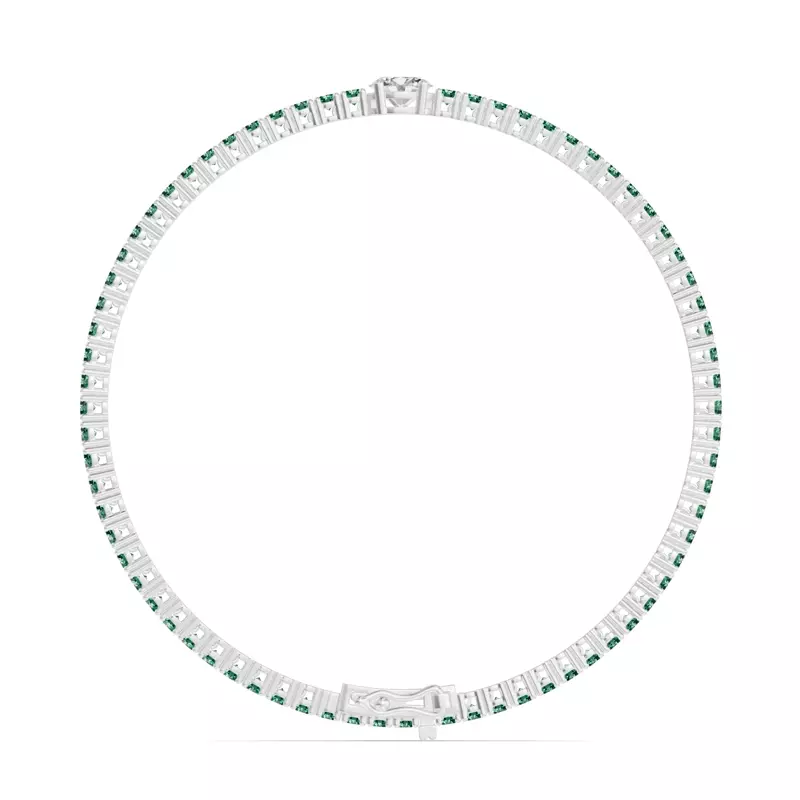 14K White Gold Lunava Green Emerald & Oval Lab Diamond Tennis Bracelet