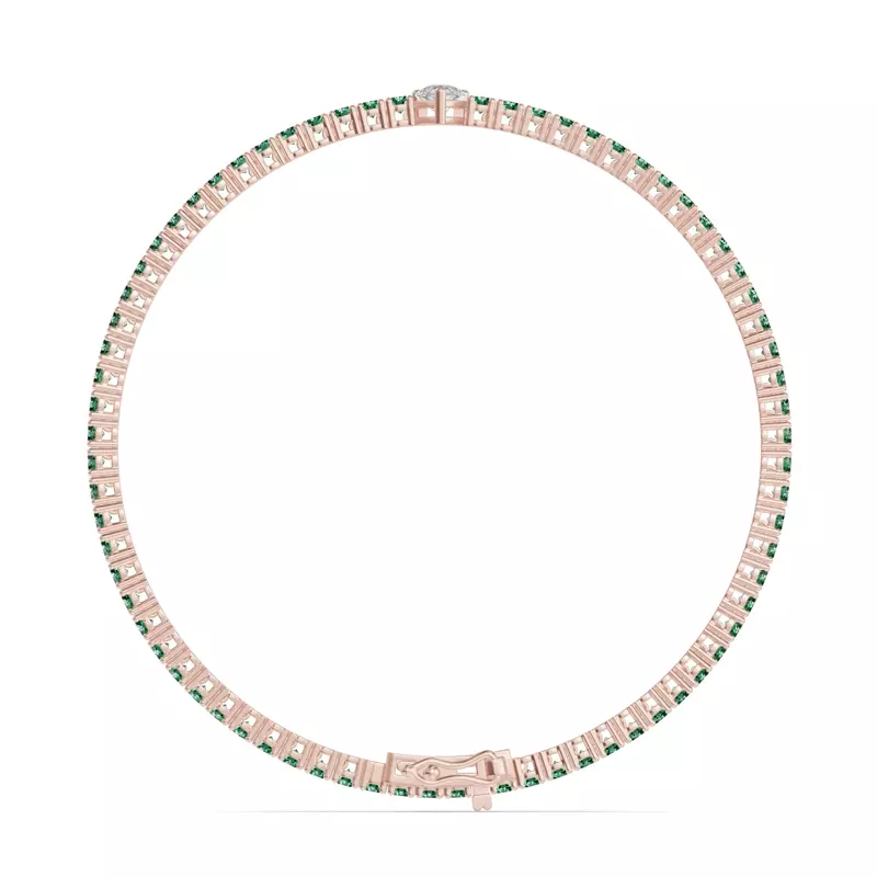 14K Rose Gold Lunava Green Emerald & Pear Lab Diamond Tennis Bracelet