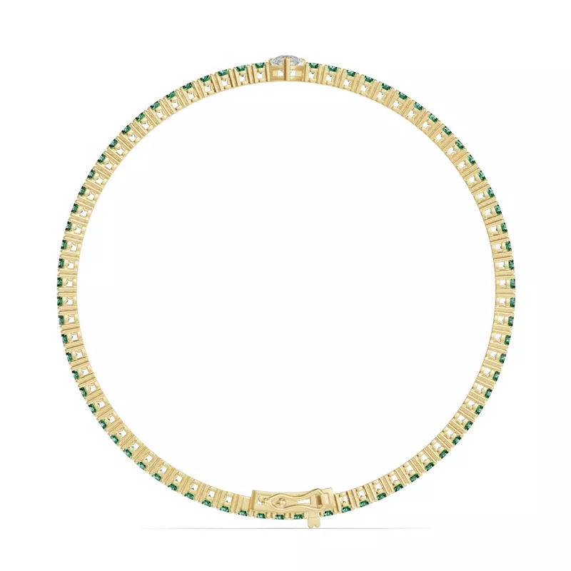 14K Yellow Gold Lunava Green Emerald & Pear Lab Diamond Tennis Bracelet