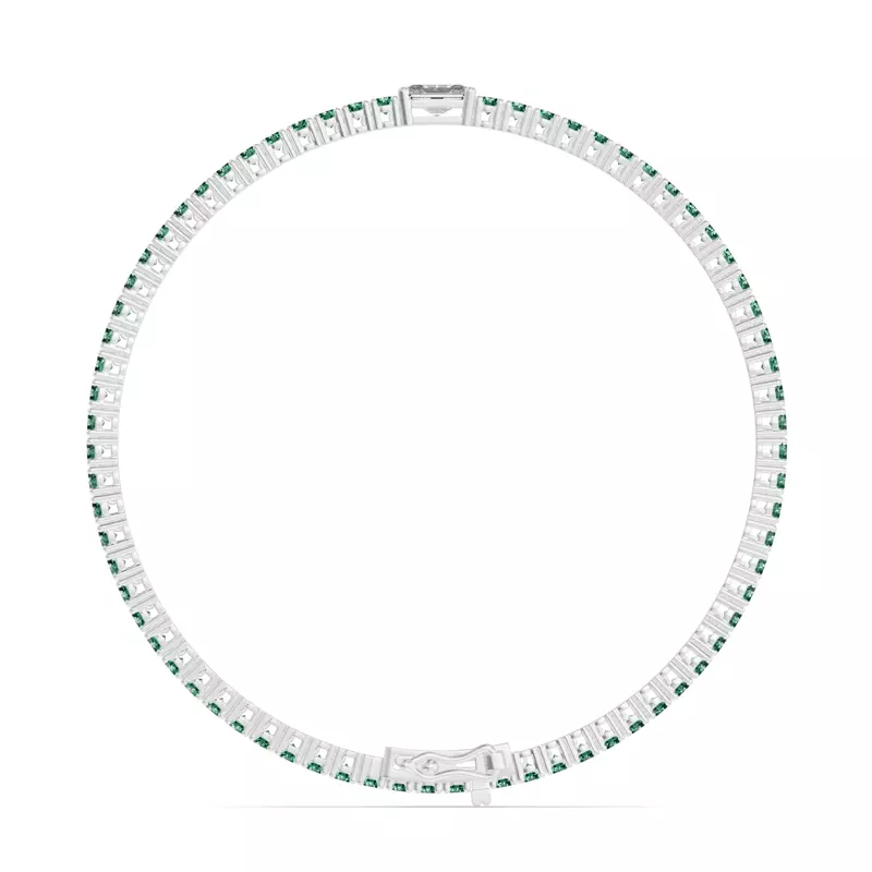 Platinum Lunava Green Emerald & Radiant Lab Diamond Tennis Bracelet