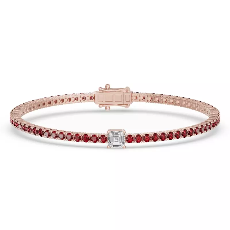 Lunava Ruby & Asscher Lab Diamond Tennis Bracelet