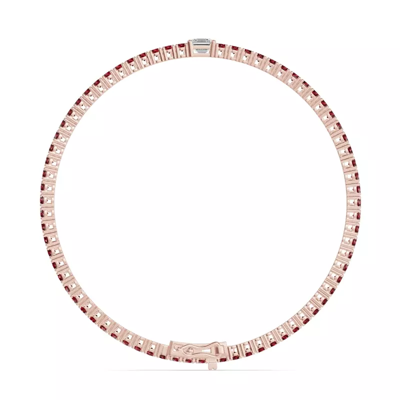 14K Rose Gold Lunava Ruby & Asscher Lab Diamond Tennis Bracelet