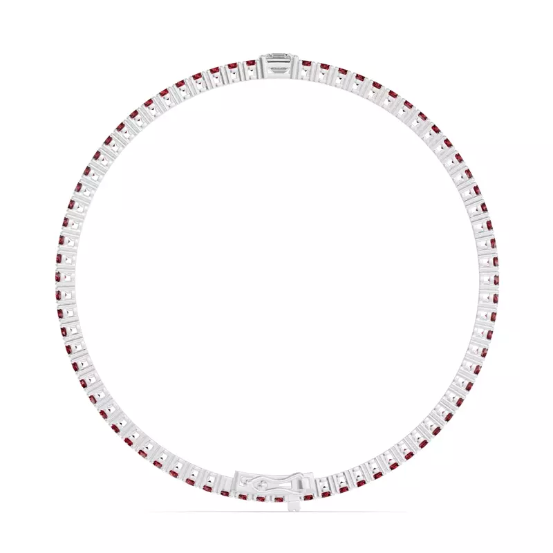 18K White Gold Lunava Ruby & Asscher Lab Diamond Tennis Bracelet