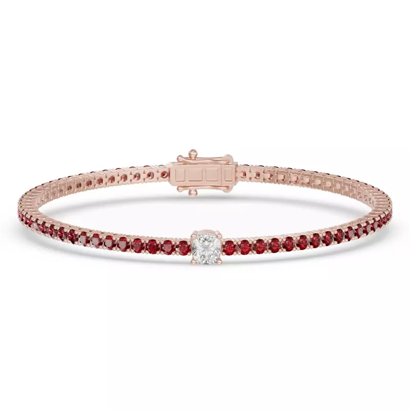 Lunava Ruby & Cushion Lab Diamond Tennis Bracelet