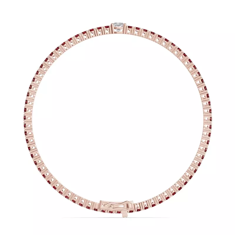 14K Rose Gold Lunava Ruby & Cushion Lab Diamond Tennis Bracelet
