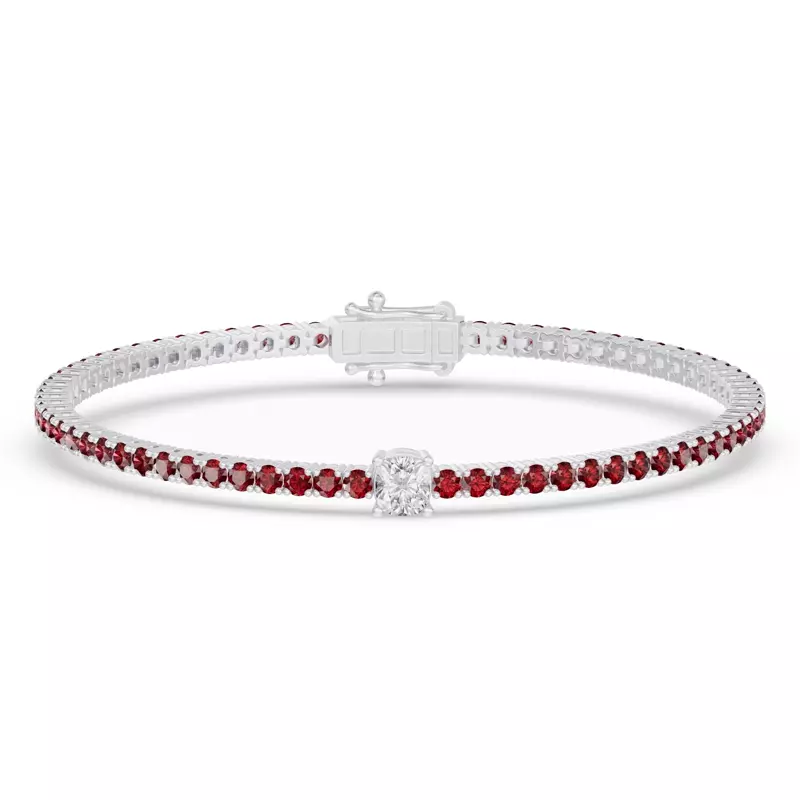 Lunava Ruby & Cushion Lab Diamond Tennis Bracelet
