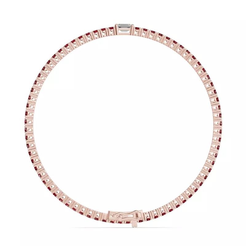 14K Rose Gold Lunava Ruby & Emerald-Cut Lab Diamond Tennis Bracelet