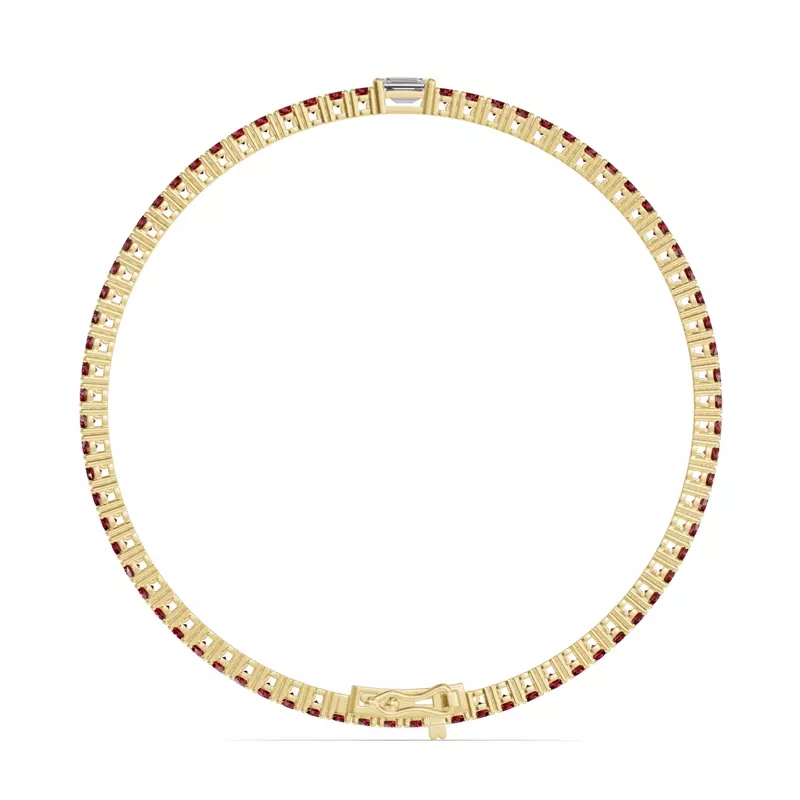 14K Yellow Gold Lunava Ruby & Emerald-Cut Lab Diamond Tennis Bracelet