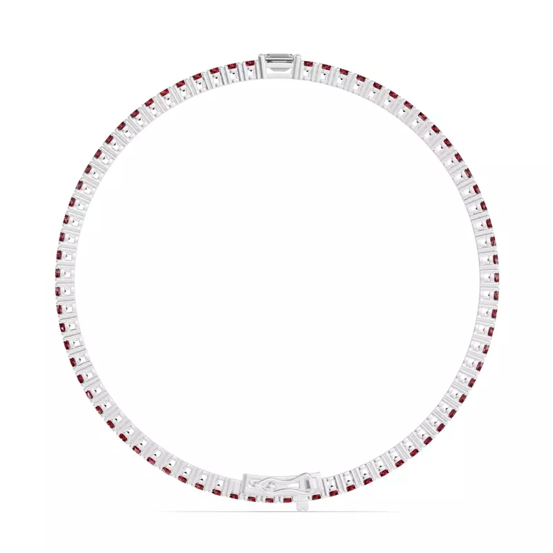 Platinum Lunava Ruby & Emerald-Cut Lab Diamond Tennis Bracelet