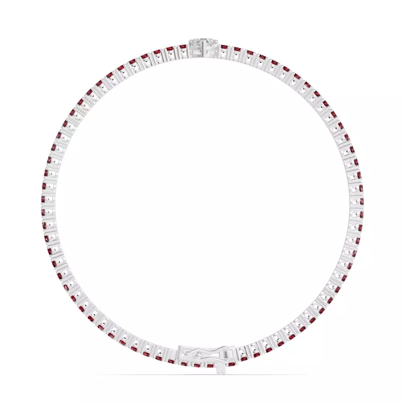 14K White Gold Lunava Ruby & Heart Lab Diamond Tennis Bracelet