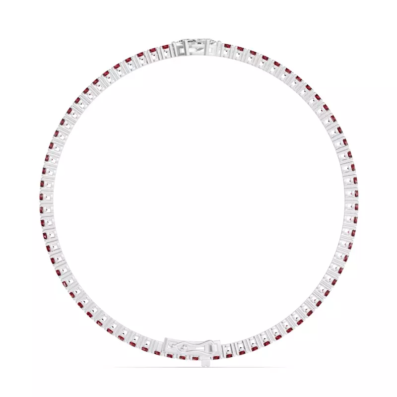 14K White Gold Lunava Ruby & Marquise Lab Diamond Tennis Bracelet