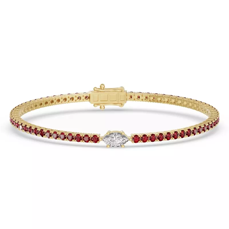 Lunava Ruby & Marquise Lab Diamond Tennis Bracelet