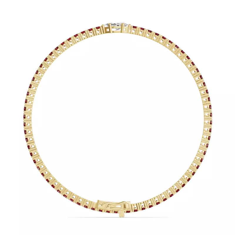 14K Yellow Gold Lunava Ruby & Marquise Lab Diamond Tennis Bracelet