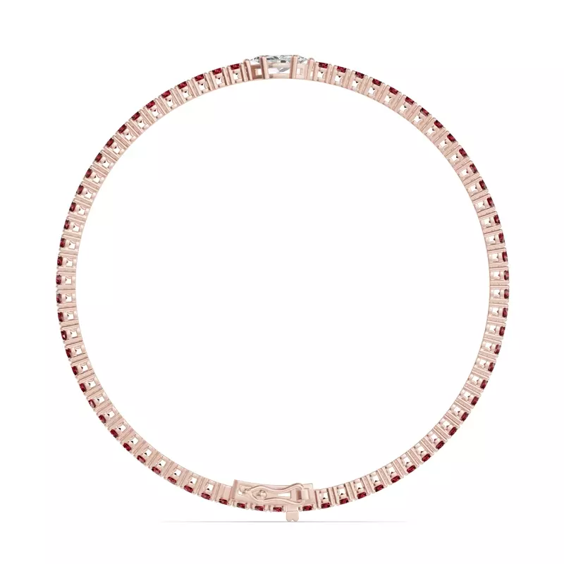18K Rose Gold Lunava Ruby & Marquise Lab Diamond Tennis Bracelet