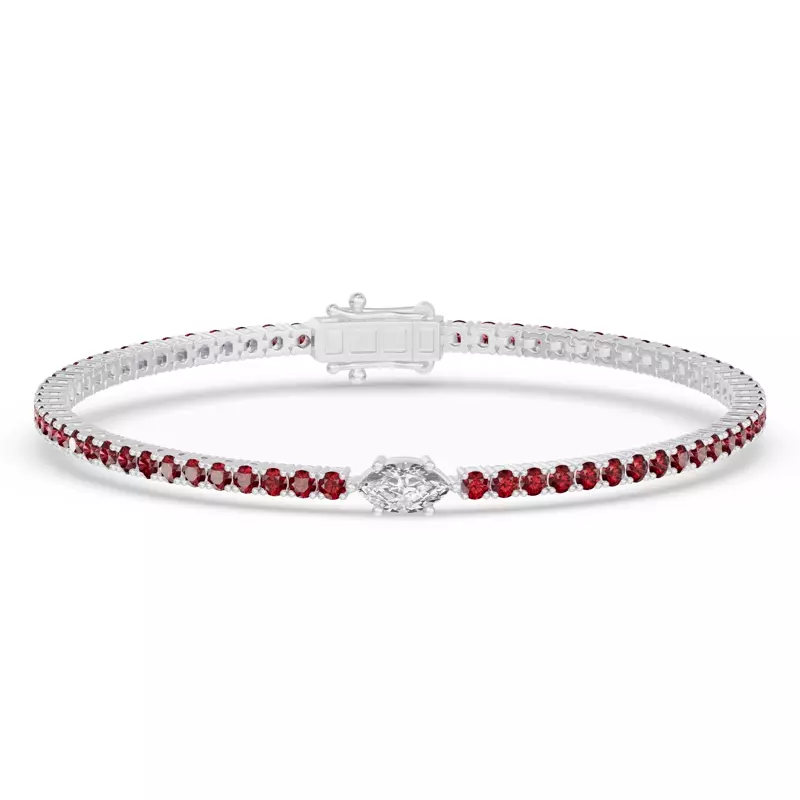 Lunava Ruby & Marquise Lab Diamond Tennis Bracelet