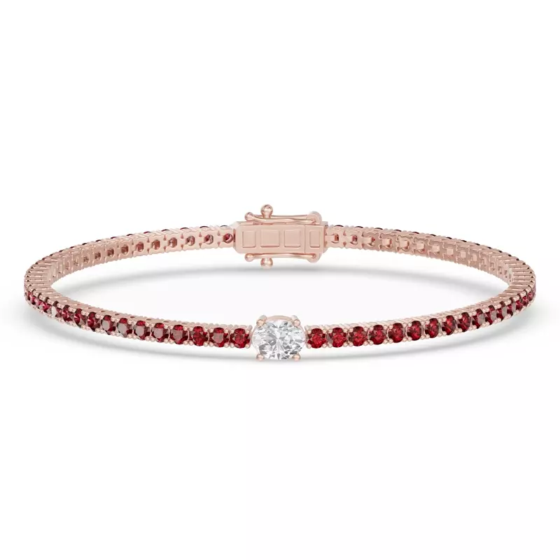 Lunava Ruby & Oval Lab Diamond Tennis Bracelet