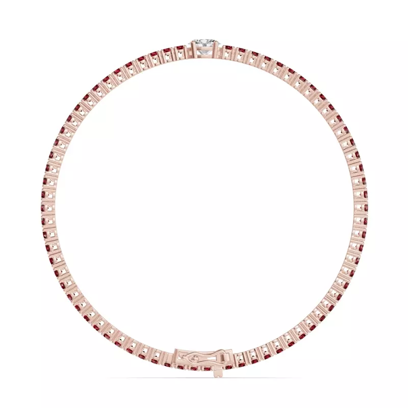 14K Rose Gold Lunava Ruby & Oval Lab Diamond Tennis Bracelet
