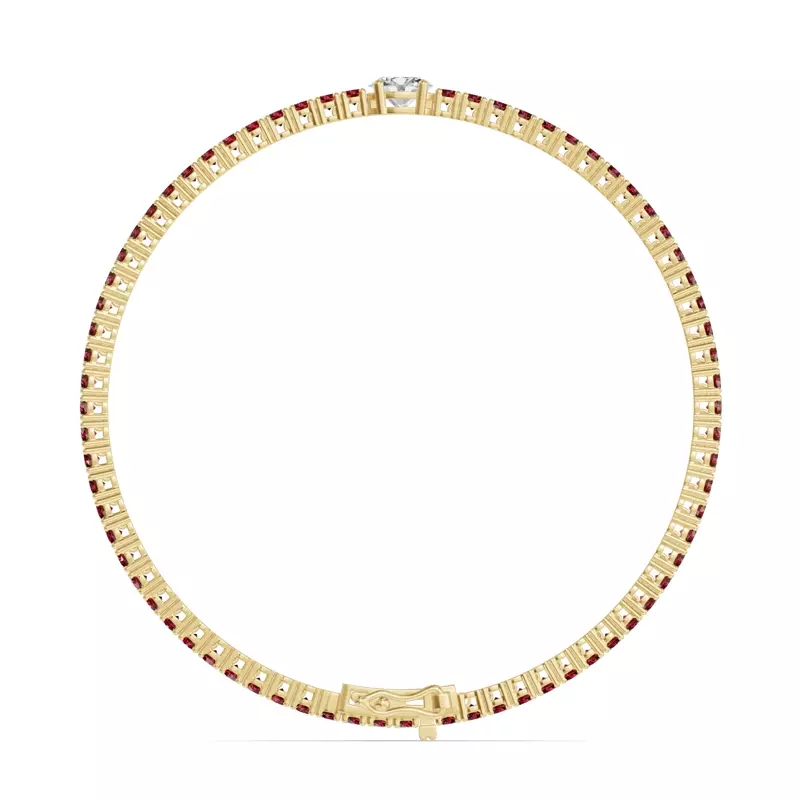 14K Yellow Gold Lunava Ruby & Oval Lab Diamond Tennis Bracelet