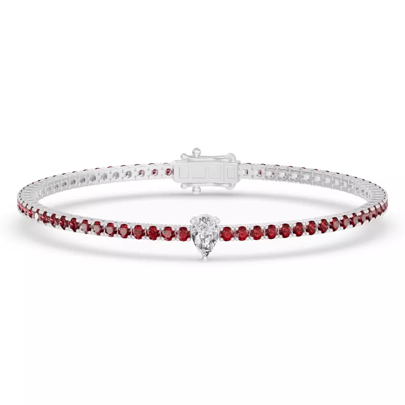 Lunava Ruby & Pear Lab Diamond Tennis Bracelet