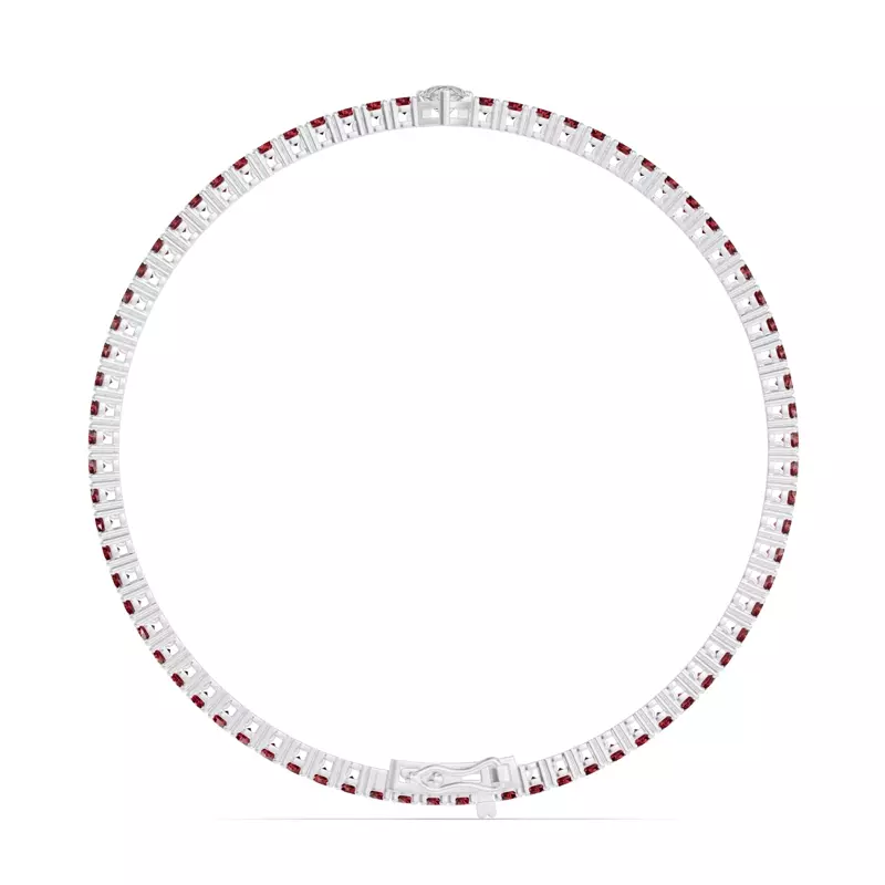 14K White Gold Lunava Ruby & Pear Lab Diamond Tennis Bracelet