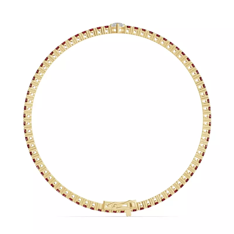14K Yellow Gold Lunava Ruby & Pear Lab Diamond Tennis Bracelet