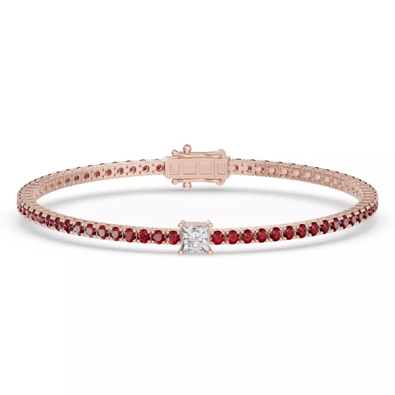 Lunava Ruby & Princess Lab Diamond Tennis Bracelet