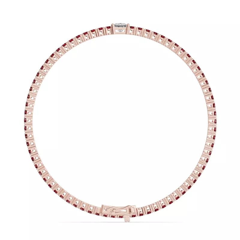 14K Rose Gold Lunava Ruby & Princess Lab Diamond Tennis Bracelet