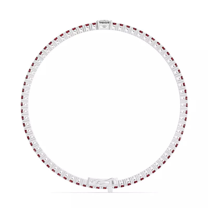 14K White Gold Lunava Ruby & Princess Lab Diamond Tennis Bracelet