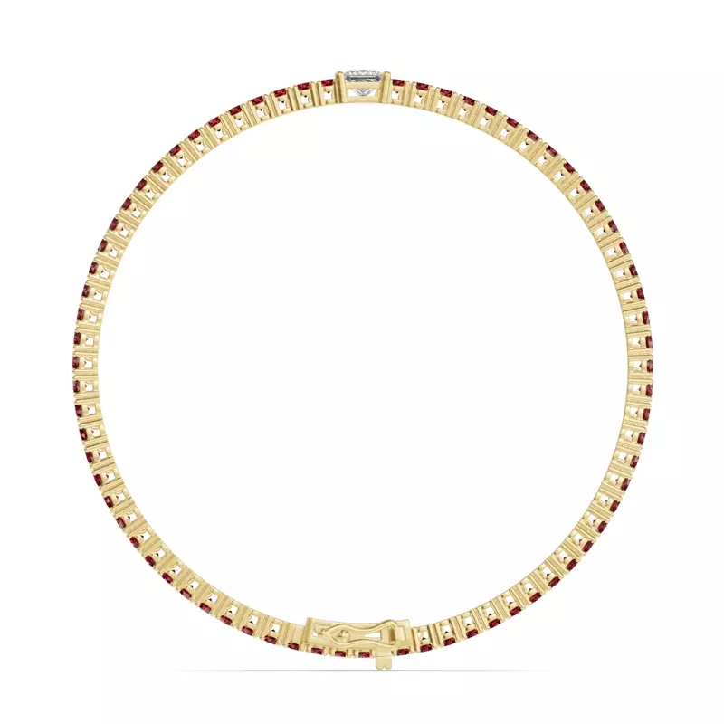 14K Yellow Gold Lunava Ruby & Princess Lab Diamond Tennis Bracelet